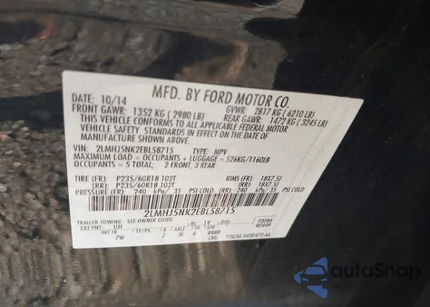 2014 Lincoln Mkt Livery z USA, uszkodzony, nr VIN 2LMHJ5NK2EBL58715